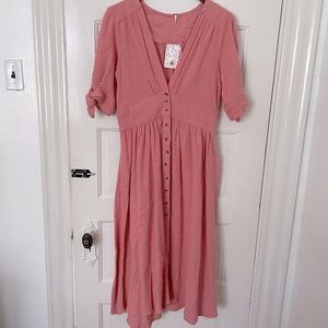 NWT Free People Love of My Life Pink MIDI Dress